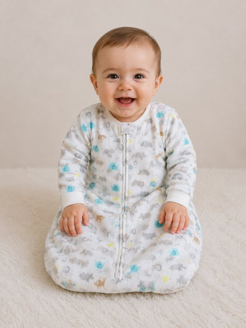 Simple Joys by Carter's Baby Fleece Sleep Sack Long Sleeve Safari Animal 6-9M